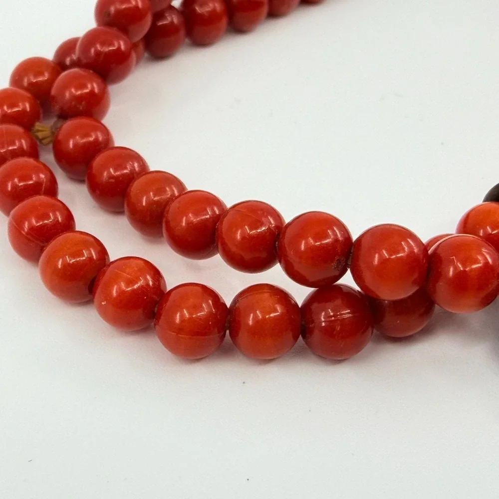 Vintage Red Beaded Double Strand Bracelet Bronze Heart Charms‎ Boho Artisan Y2K